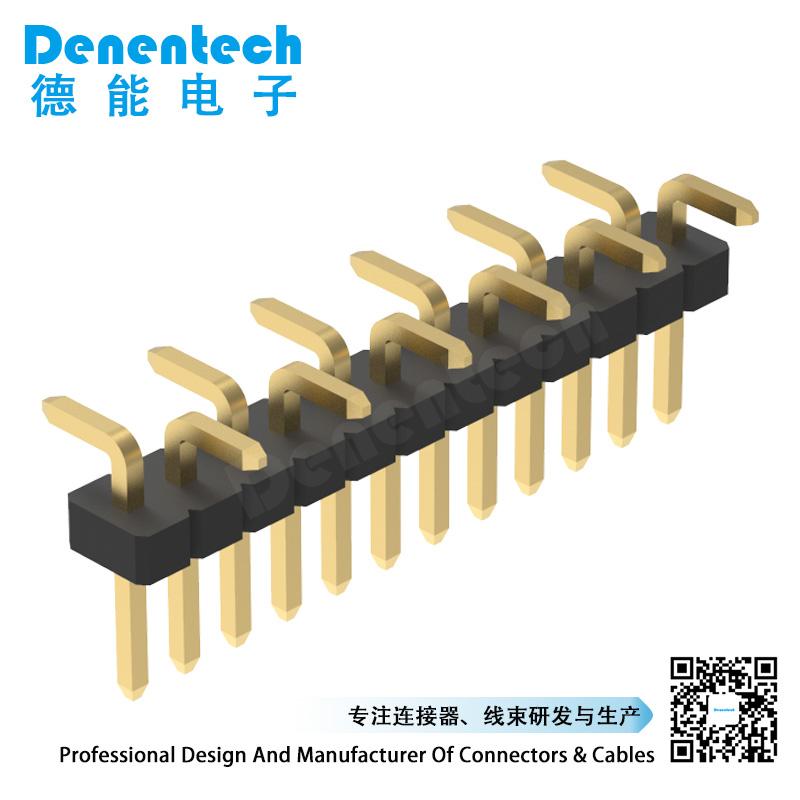 Denentech 1.27mm pin header single row straight SMT with peg